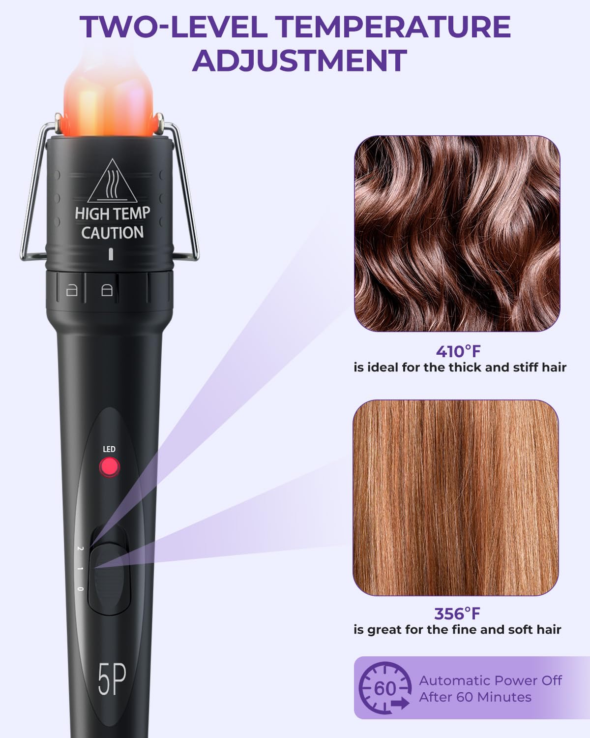 Ohuhu curling wand barrel 1 inch for balanced curls.