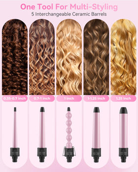 Ohuhu interchangeable barrels close-up showing ceramic coating for glossy, smooth curls.