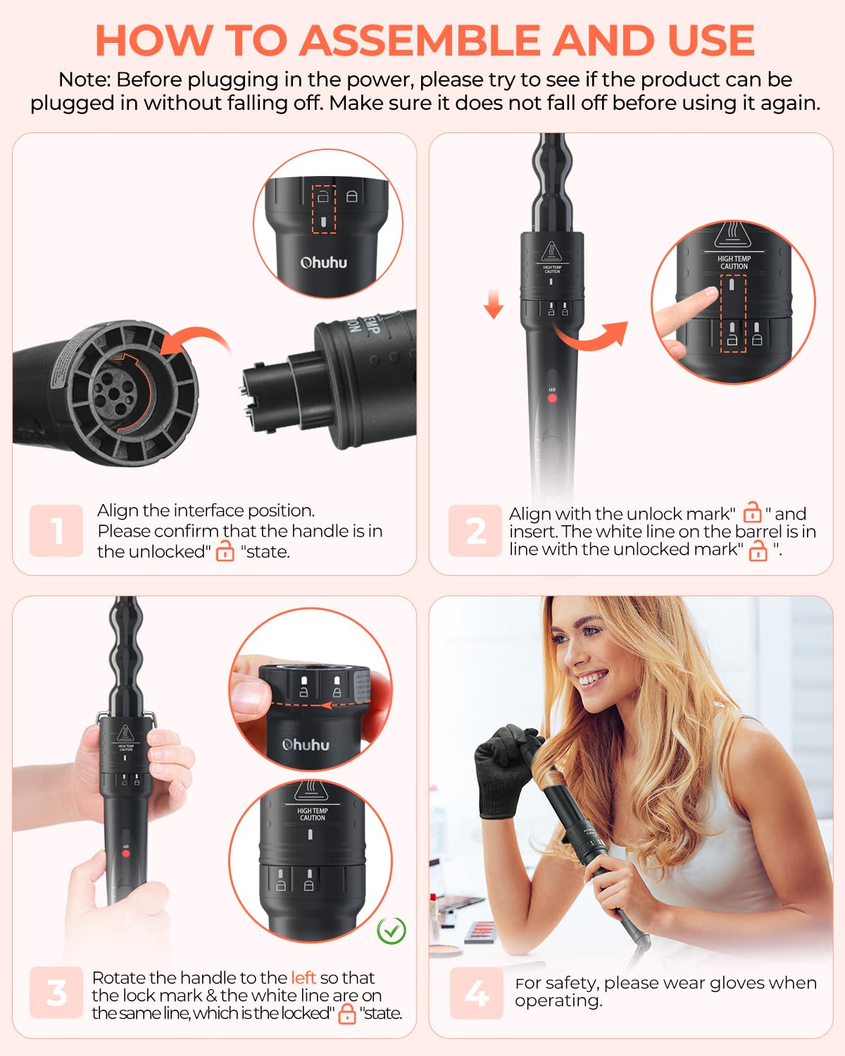 Ohuhu curling wand with dual voltage for worldwide travel.