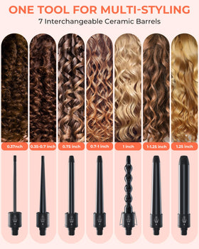 Ohuhu curling wand showing the locking ring for secure barrel attachment.