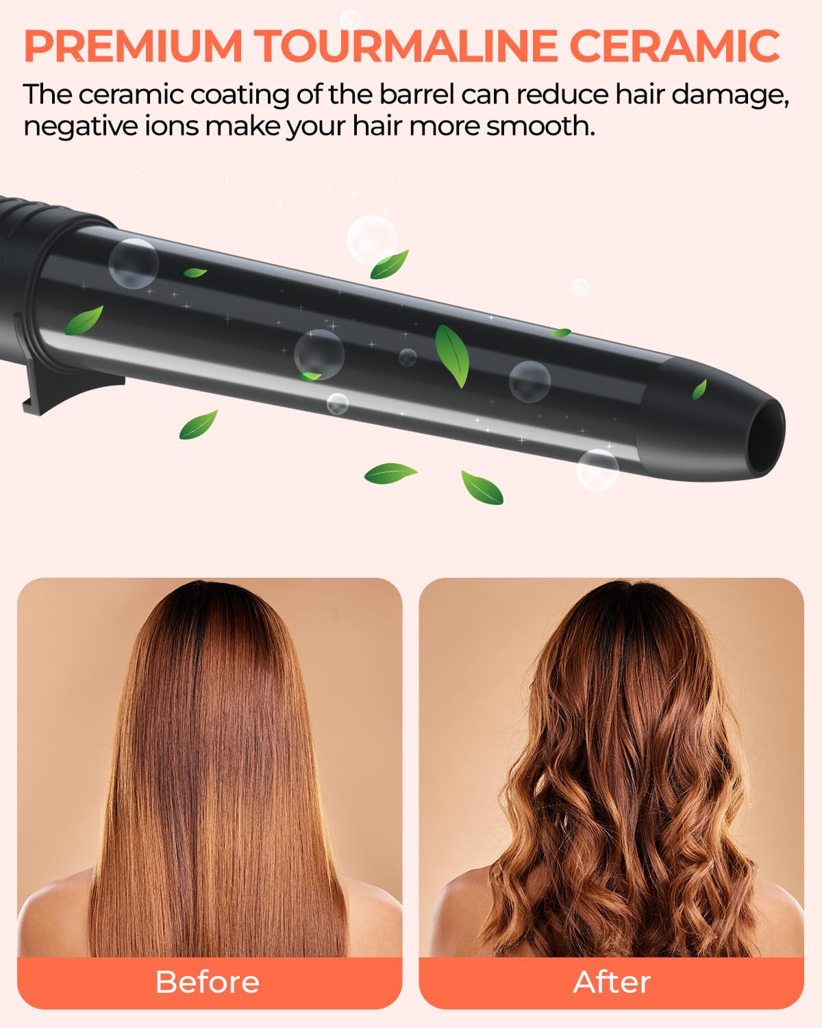Ohuhu curling wand with 360° swivel cord for tangle-free use.