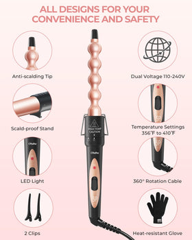 Ohuhu tourmaline ceramic barrels help reduce frizz and add shine.