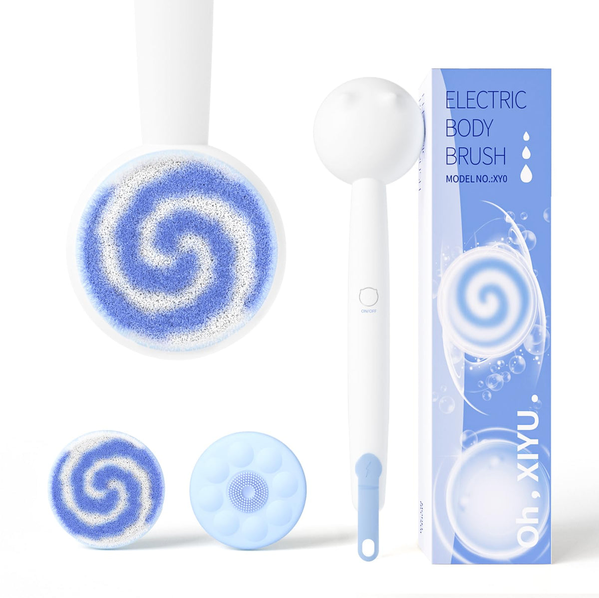 Oh,XIYU electric back scrubber with cat ears for a playful, thorough cleanse.