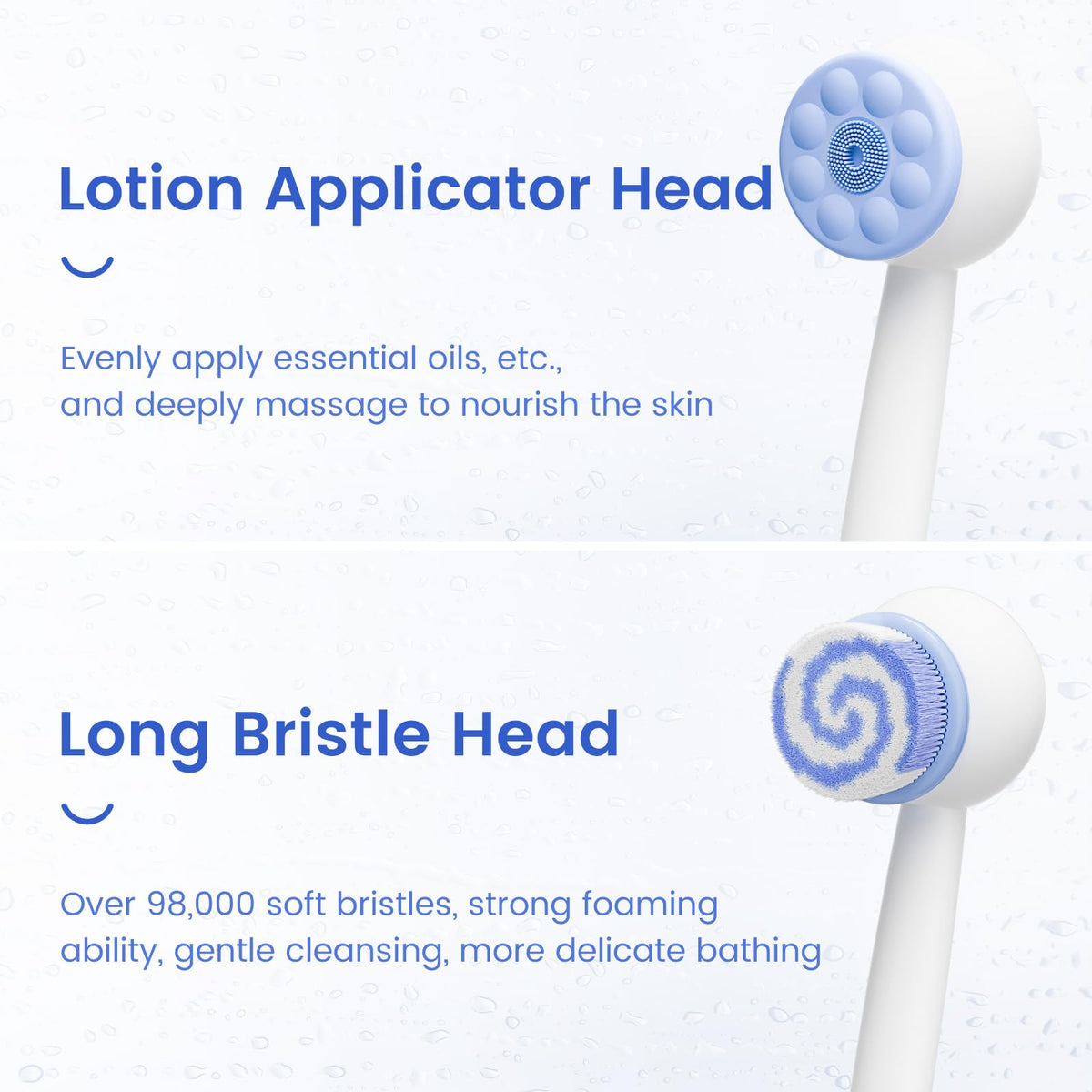 Oh,XIYU dual brush heads for cleansing and lotion application.