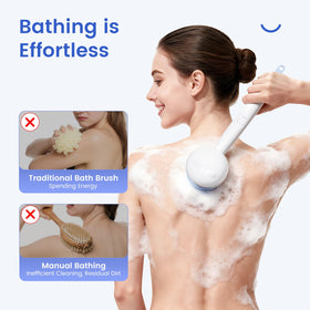 Oh,XIYU back scrubber with lollipop-textured bristles for gentle exfoliation.