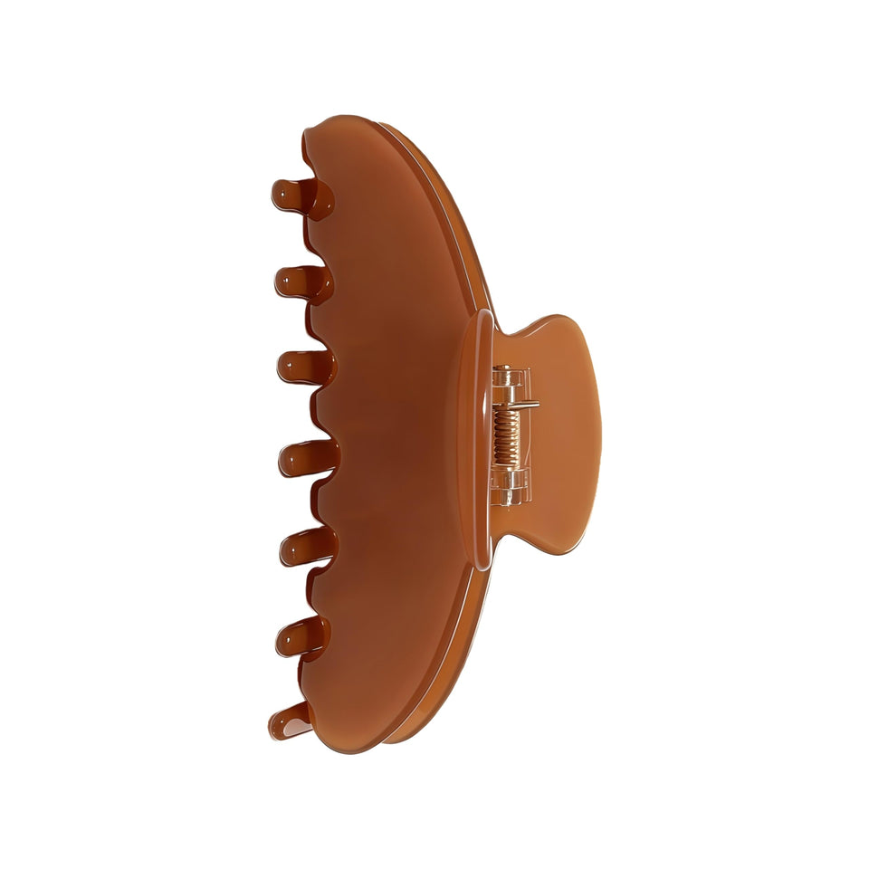 OideGuiing durable acetate hair clip, 4-inch light coffee, secure grip for fine to thick hair.