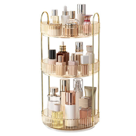 Oifecsie 360 rotating makeup organizer top view for quick access to cosmetics
