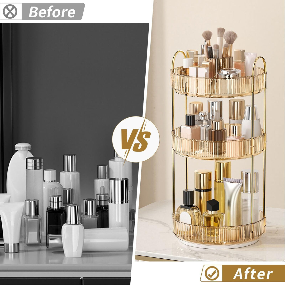 Oifecsie large-capacity cosmetics storage fits many products on a vanity.