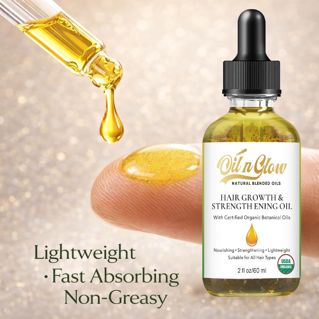 OilnGlow ingredient blend highlighting rosemary, castor, and jojoba oils