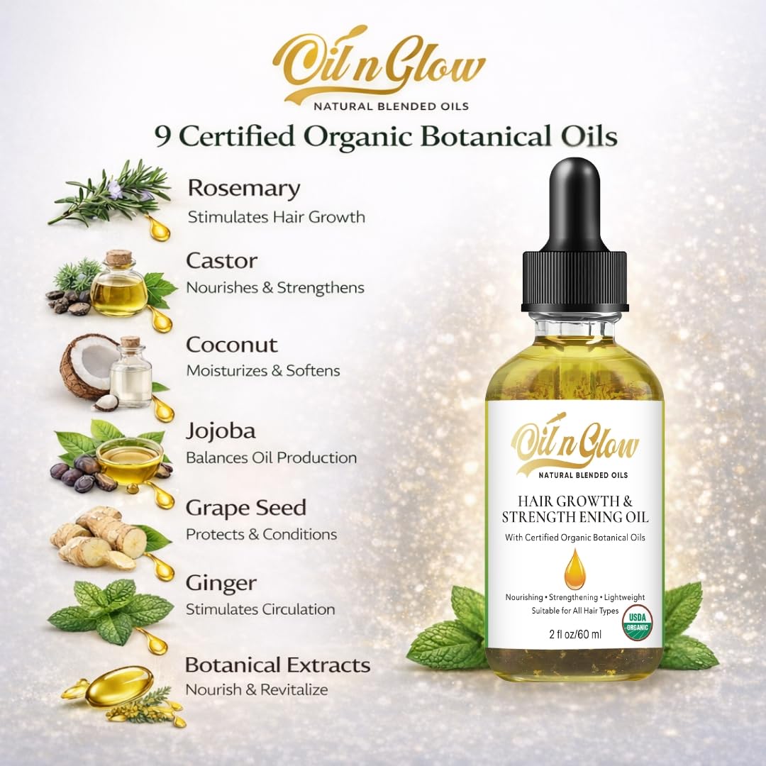 OilnGlow rosemary-castor-jojoba dropper delivering rich scalp nourishment