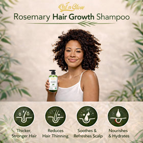 OilnGlow rosemary shampoo ingredients label close-up, highlighting rosemary oil and biotin.