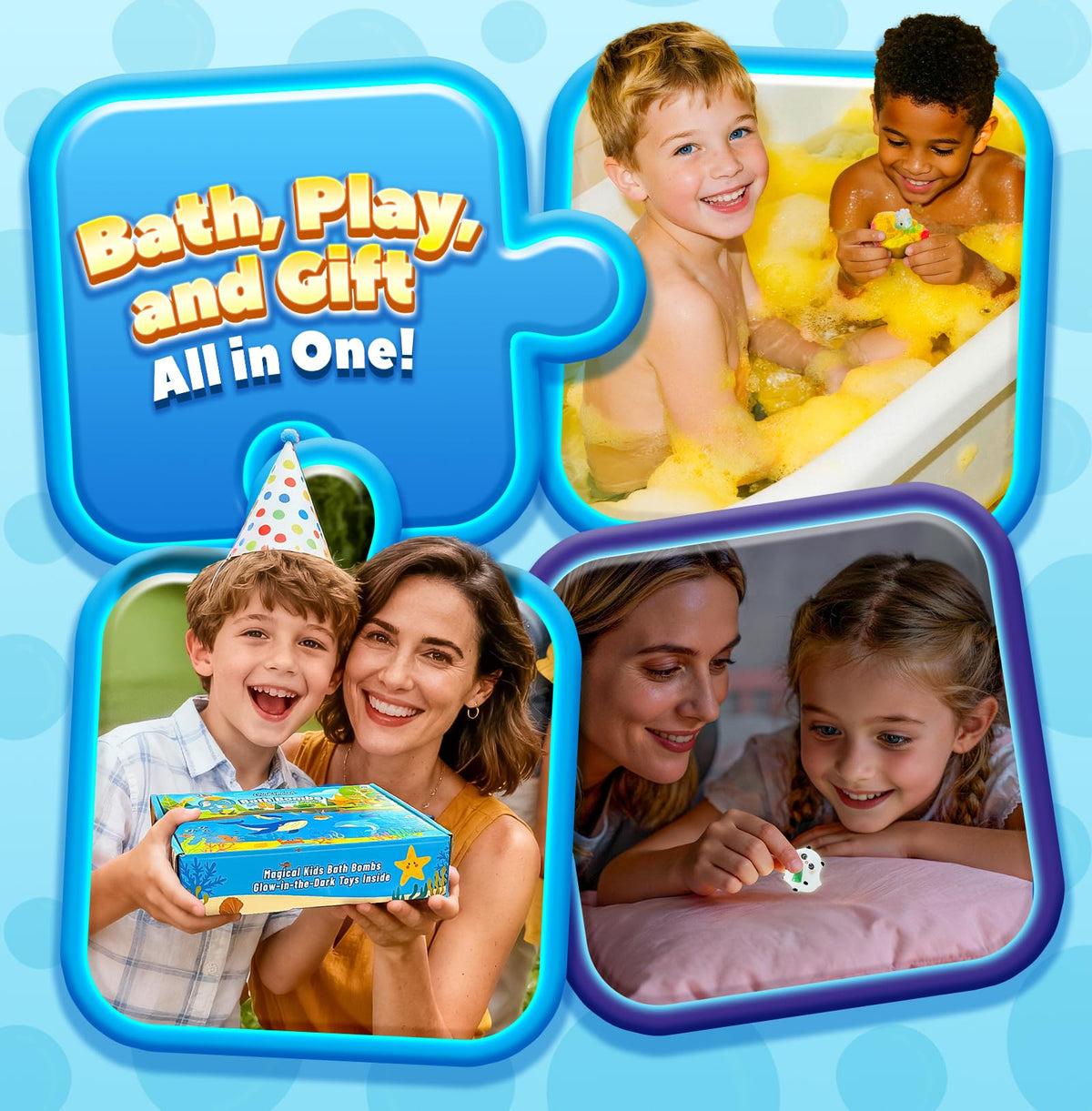 OinkSplash peach-scented bath bomb adds a fruity, soothing note to bath.