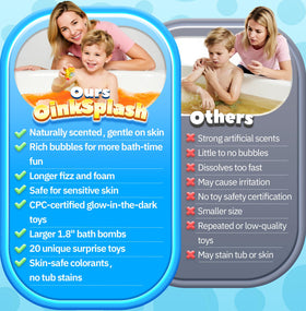 OinkSplash strawberry-scented bath bomb invites imaginative play and scent.