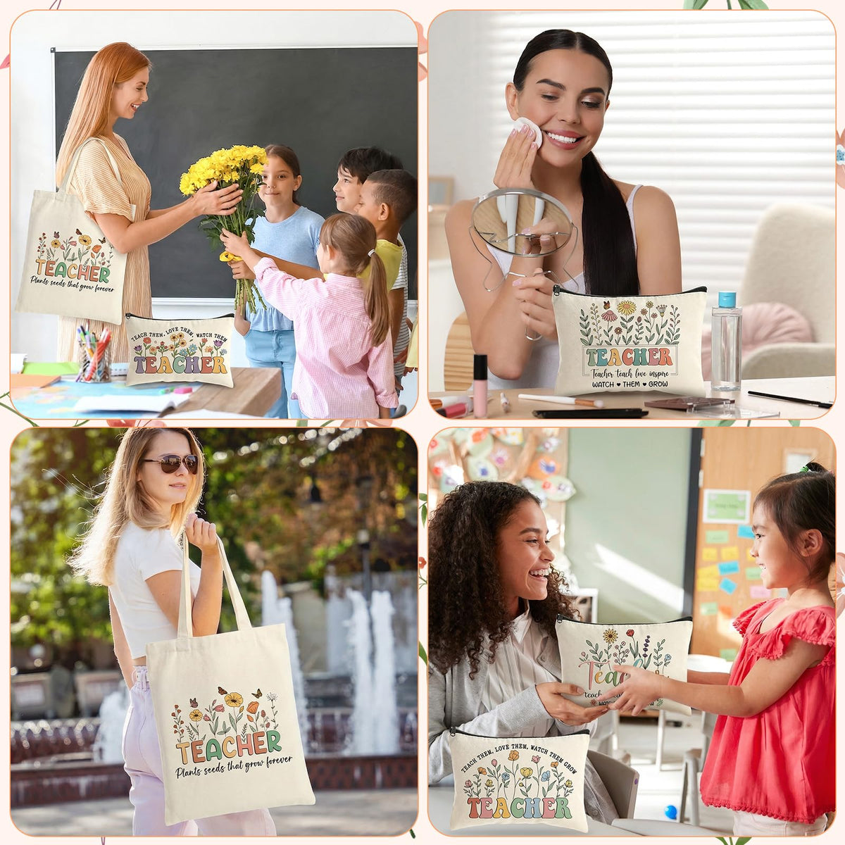 Oitnlaughter canvas makeup bags collection for organizing essentials on the go.