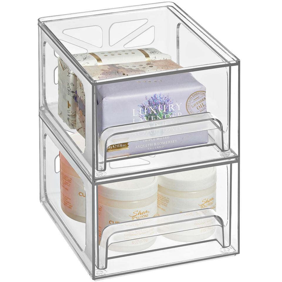 Oizeir acrylic drawer organizer stackable setup for easy makeup access