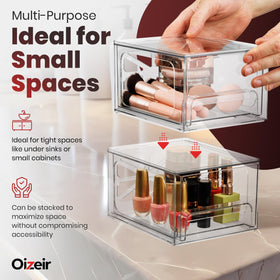 Under-sink storage with Oizeir drawers for compact organization
