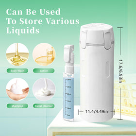 OJJ 4-in-1 travel bottle gray dispenser demonstrates precise push down control.
