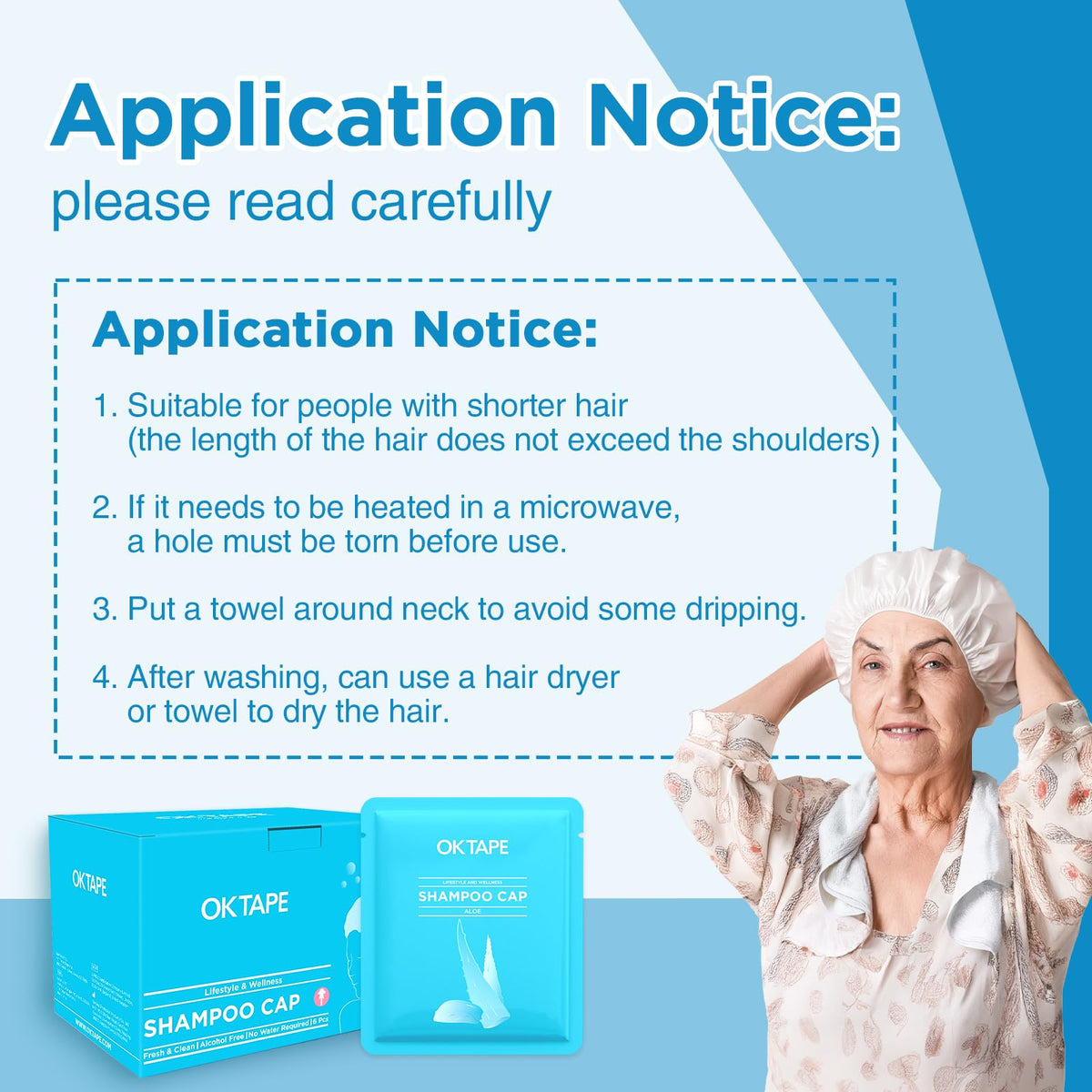 OK TAPE No Water Shampoo Cap hygienic single-use packaging and storage