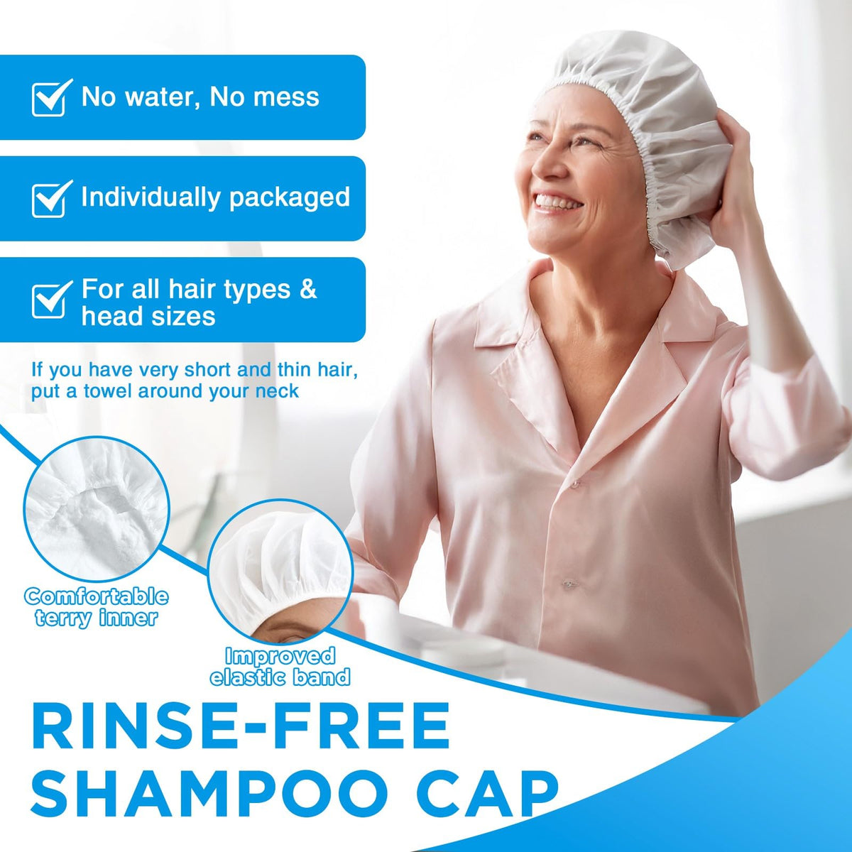 OK TAPE No Water Shampoo Caps individually wrapped for emergency kit storage