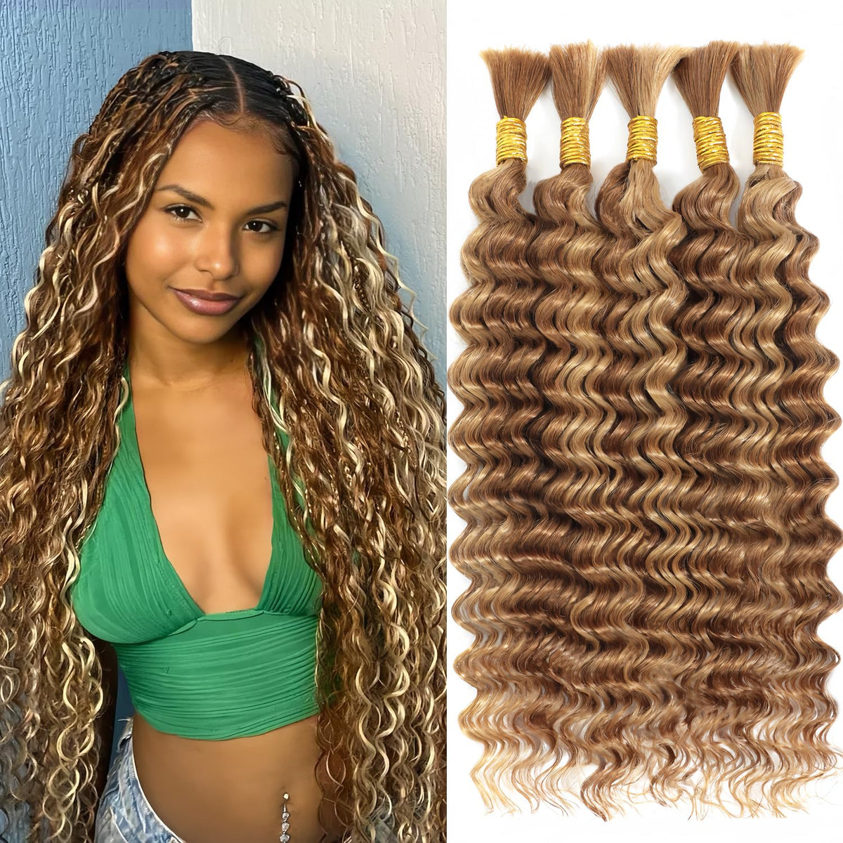 OKAABAY braiding hair in ombre highlight for soft, vibrant boho looks.