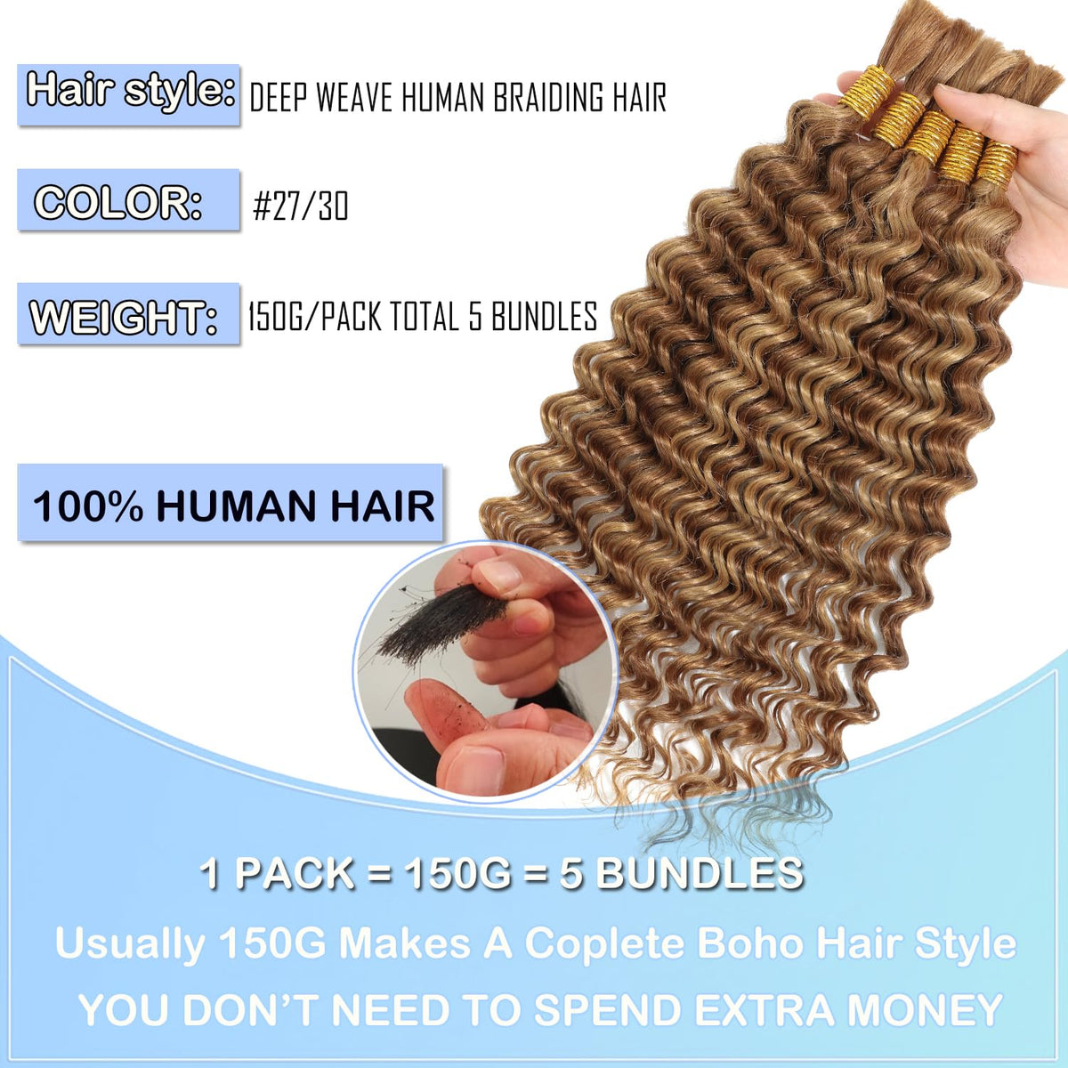 OKAABAY deep-wave human braiding hair designed for textured styles.