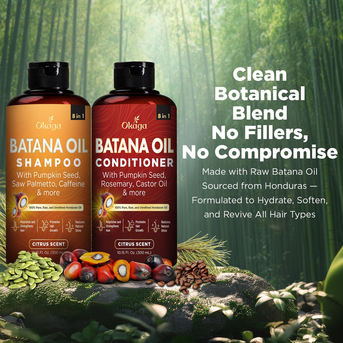 Okaga Batana Oil Conditioner bottle offering lightweight hydration and detangling