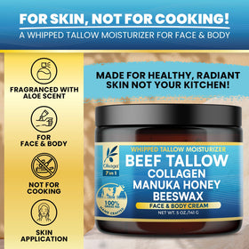 Okaga beef tallow balm on hands and elbows for dry patch care.