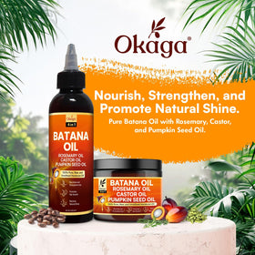 Okaga Rich Batana Cream jar for weekly conditioning and softness.