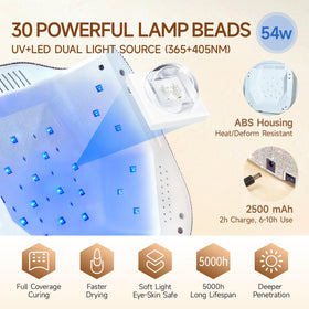 Okasiuv UV nail lamp dual LED sources for fast, even drying