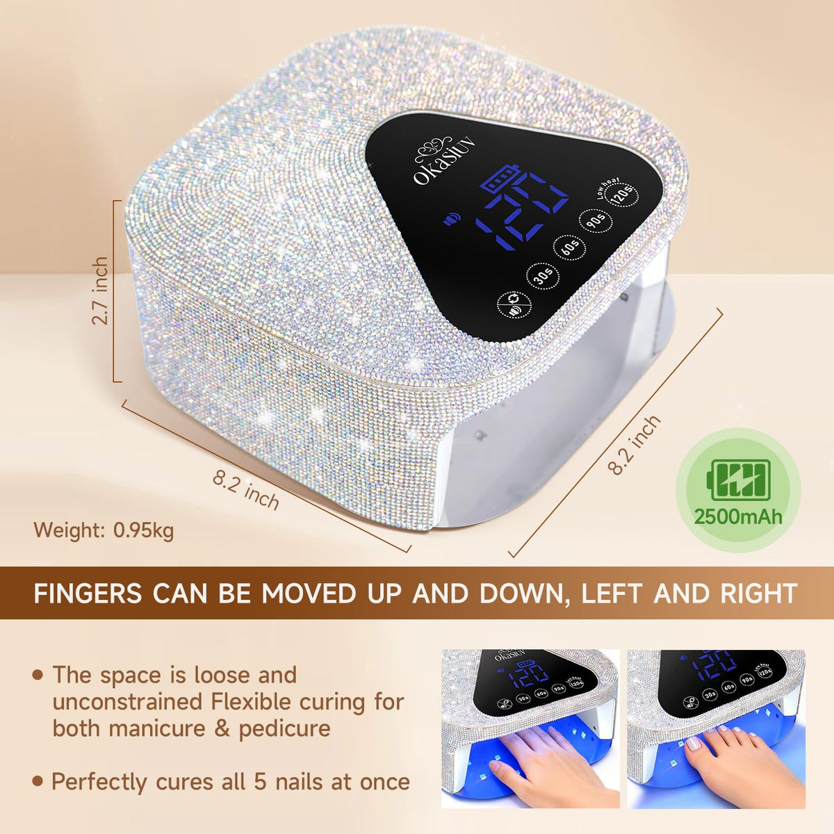 Okasiuv UV nail lamp fast drying performance for efficient manicures