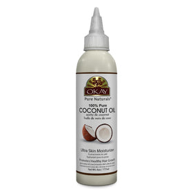 OKAY coconut oil 6oz squeeze bottle for versatile hair and skin care.