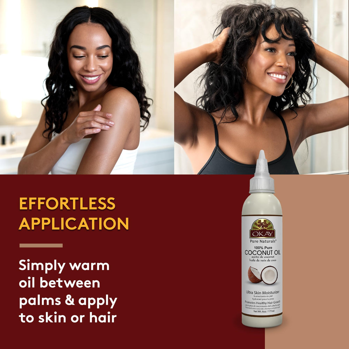 OKAY coconut oil massage oil ideal for relaxing body massages.