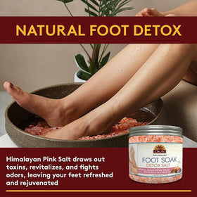 OKAY Foot Soak Detox Salt dissolving in bath water to release minerals