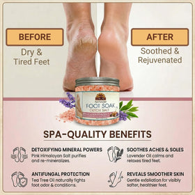 OKAY Foot Soak Detox Salt pouring into warm water to soften feet