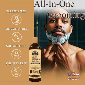Okay-MEN 3in1 shampoo lather delivering scalp refresh and detangling.