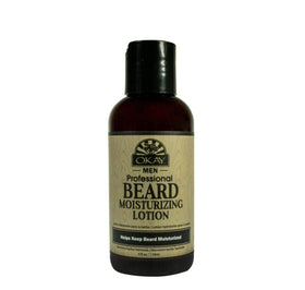 OKAY men's beard moisturizing lotion application demonstrates easy grooming and skin hydration.
