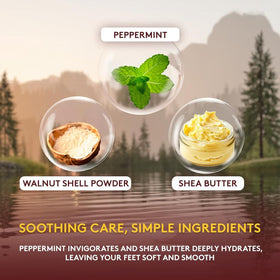 OKAY Peppermint Foot Scrub after-use reveals velvety-soft feet.