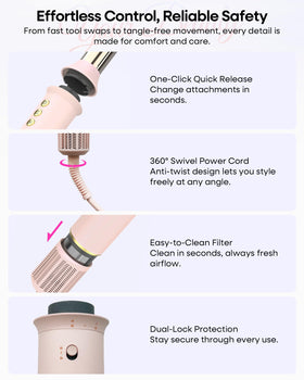 okaydeer 7-in-1 device in use for speedy dry and varied styles