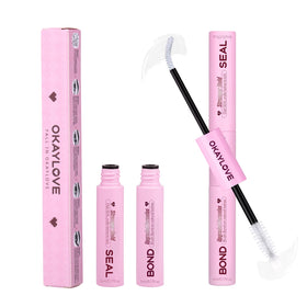 OKAYLOVE Lash Cluster Glue Bond bottle delivers secure, natural-looking adhesion.