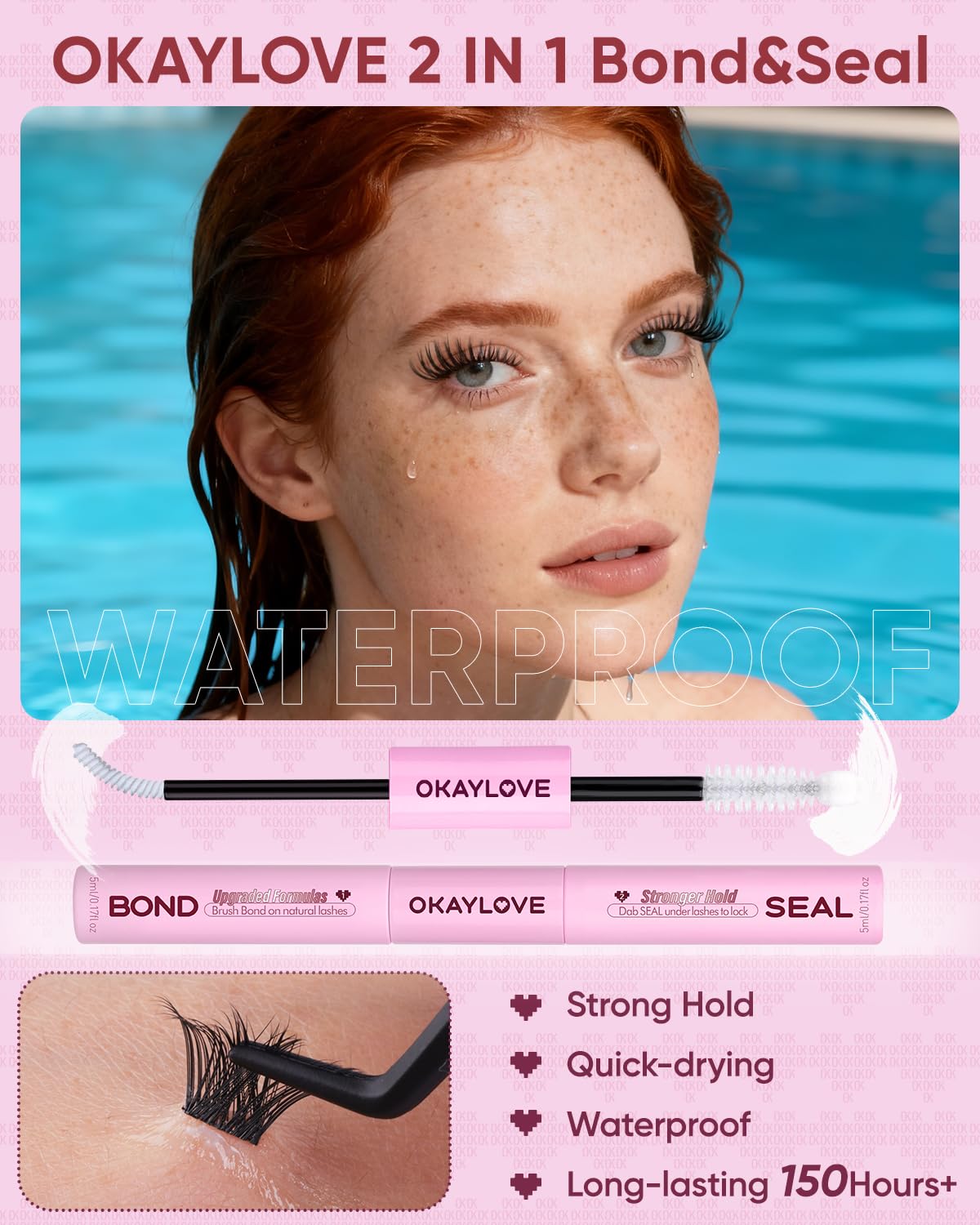 OKAYLOVE Waterproof hold visual suggests all day wear