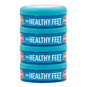 O'Keeffe's Healthy Feet four-pack shown for convenient home foot care.