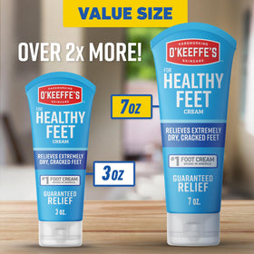O'Keeffe's Healthy Feet glycerin-rich formula label highlights moisture boost.