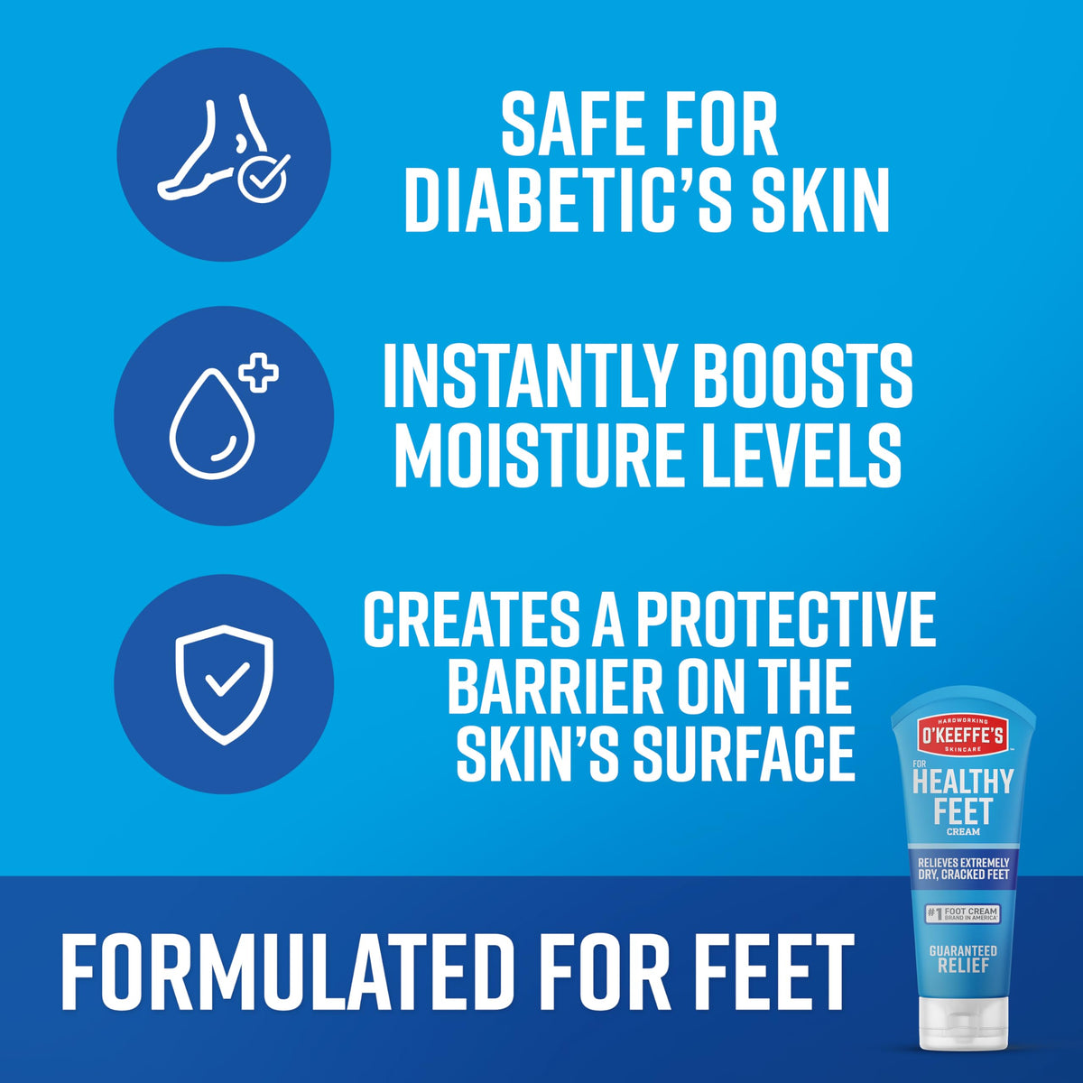 O'Keeffe's Healthy Feet night-time application on foot for nightly hydration.