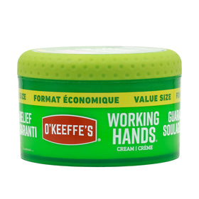 Packaging box and tube of O'Keeffe's Working Hands on shelf.