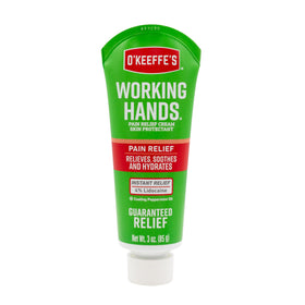 O'Keeffe's Working Hands Pain Relief Cream texture shown for smooth, non-greasy application.