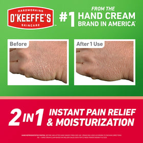 O'Keeffe's Working Hands Pain Relief Cream back of tube highlights usage directions.