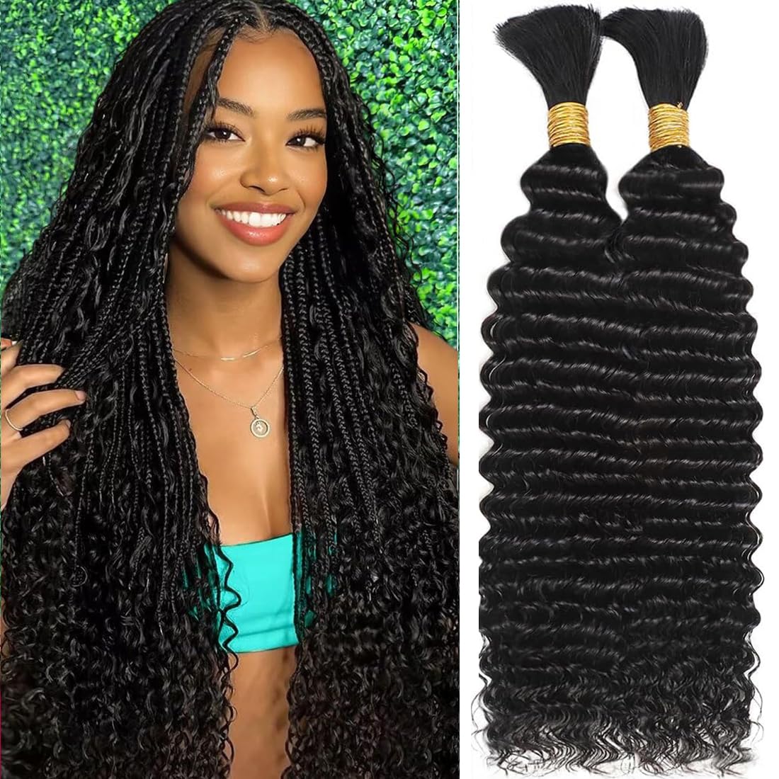 OKVOKV deep-wave bulk hair 24in for natural boho braid movement.