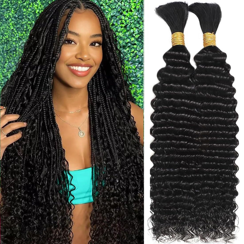 OKVOKV deep-wave bulk hair 24in for natural boho braid movement.