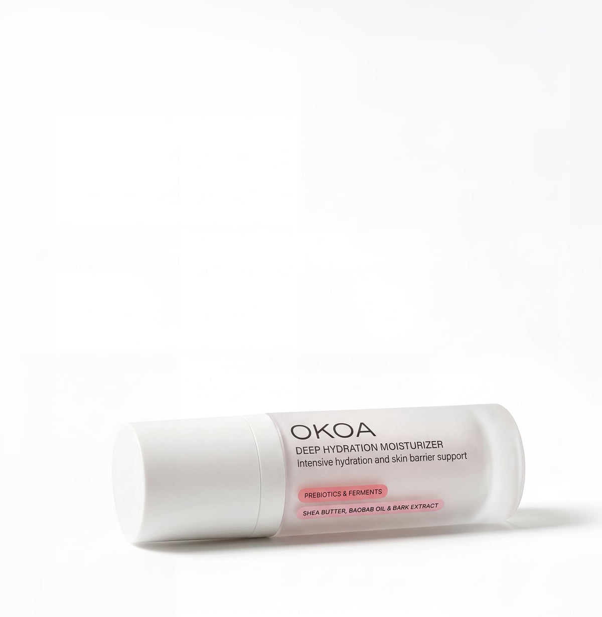 OKOA Skin Deep Hydration Moisturizer ingredients label close-up highlighting clean, peptide-rich formula.