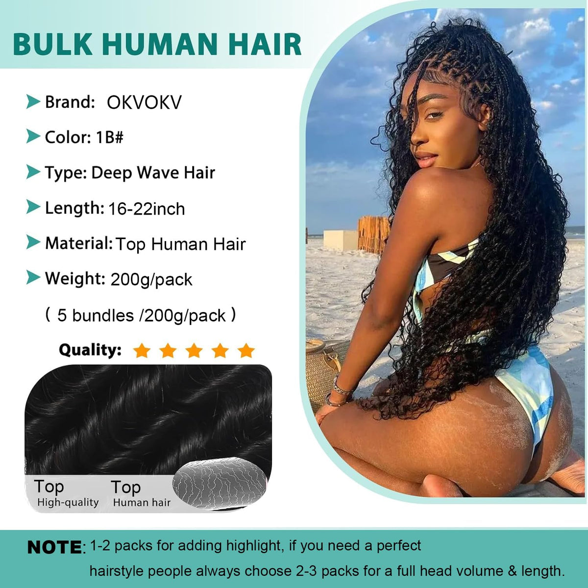 OKVOKV deep-wave 20-inch hair adds natural movement
